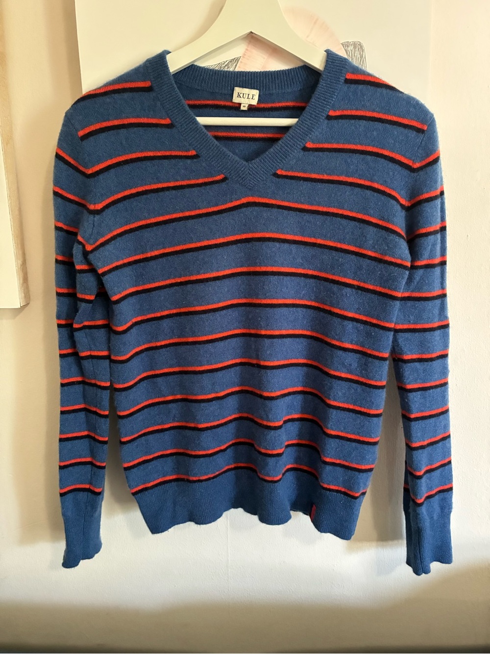 KULE XS Cashmere V-Neck Striped Women’s Sweater